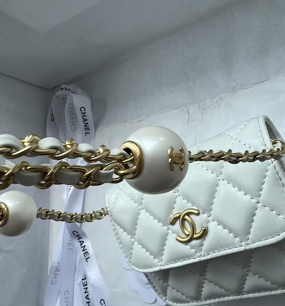 [REP 1:1] Chanel Chain Clutch Pearl White luxury Bag  For Women, Women's Bags 13cm