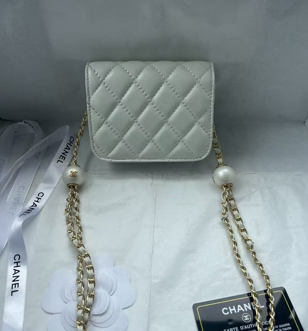 [REP 1:1] Chanel Chain Clutch Pearl White luxury Bag  For Women, Women's Bags 13cm