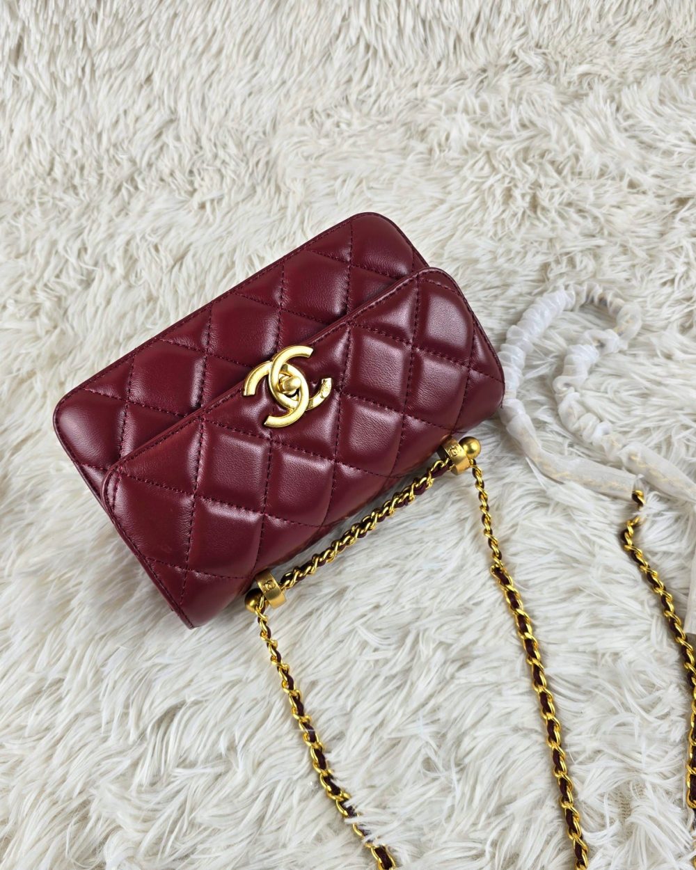 [REP 1:1] Chanel 21 Plum Red luxury Bag  For Women, Women's Bags 22cm