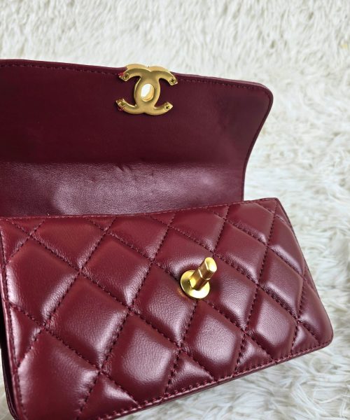 [REP 1:1] Chanel 21 Plum Red luxury Bag  For Women, Women's Bags 22cm