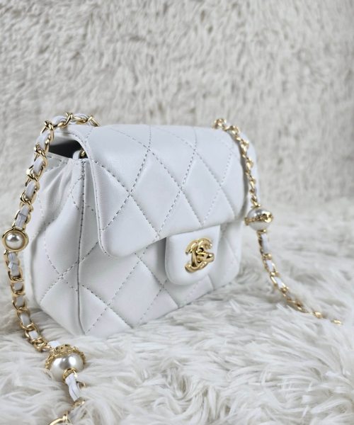 [REP 1:1] Chanel Mini Love Flap Bag 24B pearl square White luxury Bag For Women, Women’s Bags 18cm