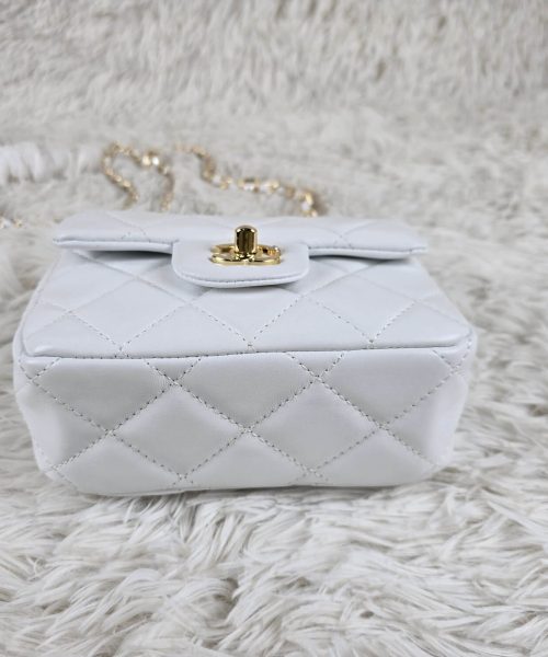 [REP 1:1] Chanel Mini Love Flap Bag 24B pearl square White luxury Bag For Women, Women’s Bags 18cm