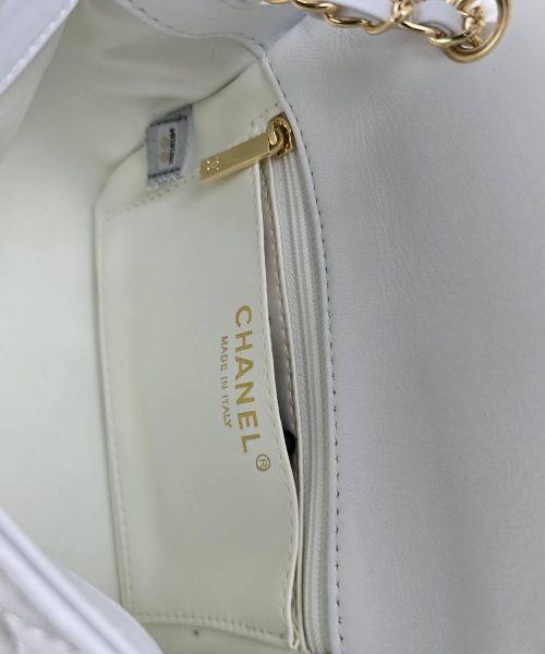 [REP 1:1] Chanel Mini Love Flap Bag 24B pearl square White luxury Bag For Women, Women’s Bags 18cm