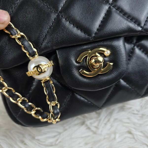 [REP 1:1] Chanel Mini Love Flap Bag 24B pearl square Black luxury Bag For Women, Women’s Bags 18cm