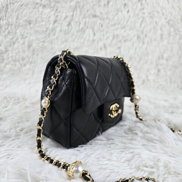 [REP 1:1] Chanel Mini Love Flap Bag 24B pearl square Black luxury Bag For Women, Women’s Bags 18cm