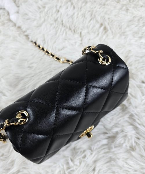 [REP 1:1] Chanel Mini Love Flap Bag 24B pearl square Black luxury Bag For Women, Women’s Bags 18cm