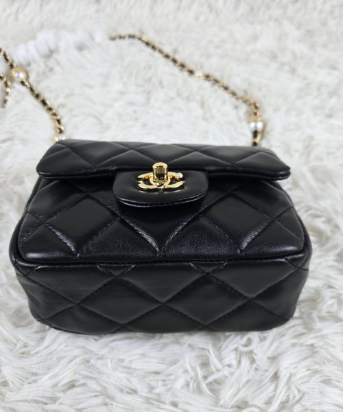 [REP 1:1] Chanel Mini Love Flap Bag 24B pearl square Black luxury Bag For Women, Women’s Bags 18cm