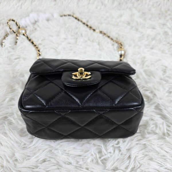 [REP 1:1] Chanel Mini Love Flap Bag 24B pearl square Black luxury Bag For Women, Women’s Bags 18cm