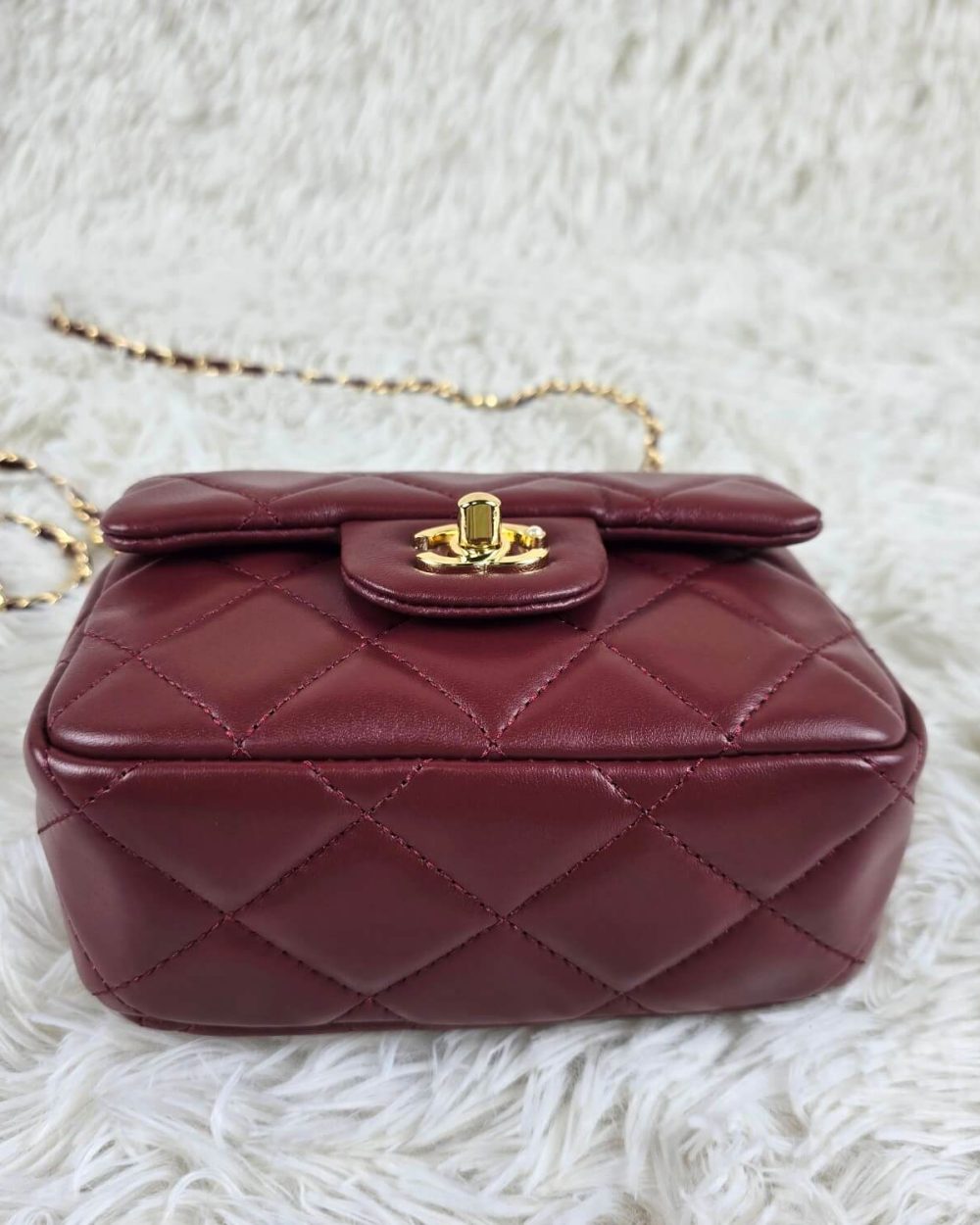 [REP 1:1] Chanel Mini Love Flap Bag 24B pearl square Red luxury Bag For Women, Women’s Bags 18cm
