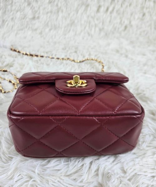 [REP 1:1] Chanel Mini Love Flap Bag 24B pearl square Red luxury Bag For Women, Women’s Bags 18cm
