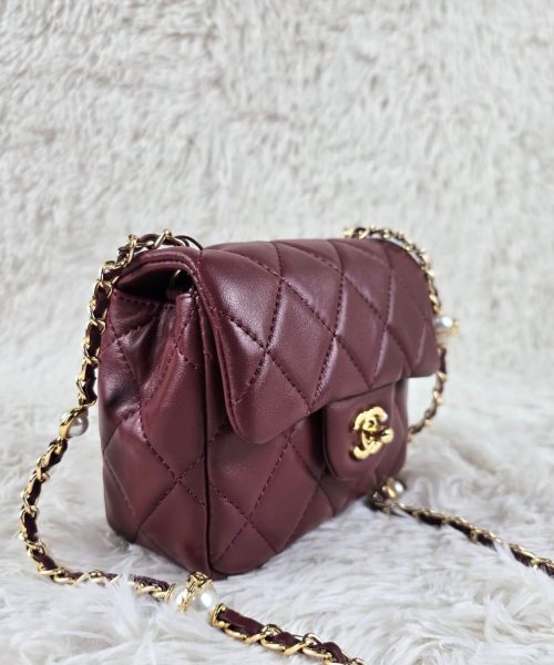 [REP 1:1] Chanel Mini Love Flap Bag 24B pearl square Red luxury Bag For Women, Women’s Bags 18cm