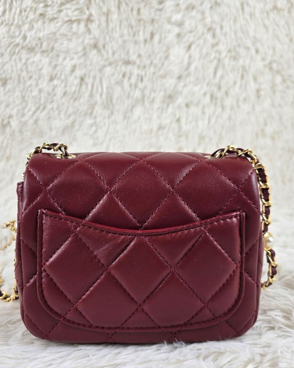 [REP 1:1] Chanel Mini Love Flap Bag 24B pearl square Red luxury Bag For Women, Women’s Bags 18cm