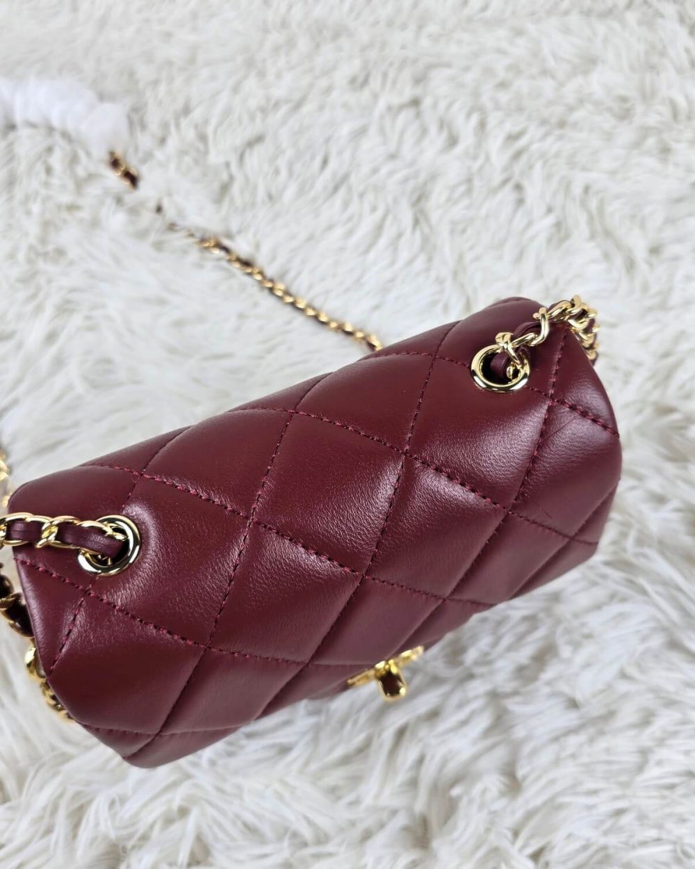 [REP 1:1] Chanel Mini Love Flap Bag 24B pearl square Red luxury Bag For Women, Women’s Bags 18cm