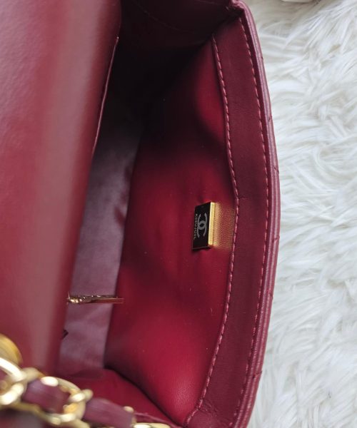 [REP 1:1] Chanel Mini Love Flap Bag 24B pearl square Red luxury Bag For Women, Women’s Bags 18cm