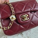 [REP 1:1] Chanel Mini Love Flap Bag 24B pearl square Red luxury Bag For Women, Women’s Bags 18cm
