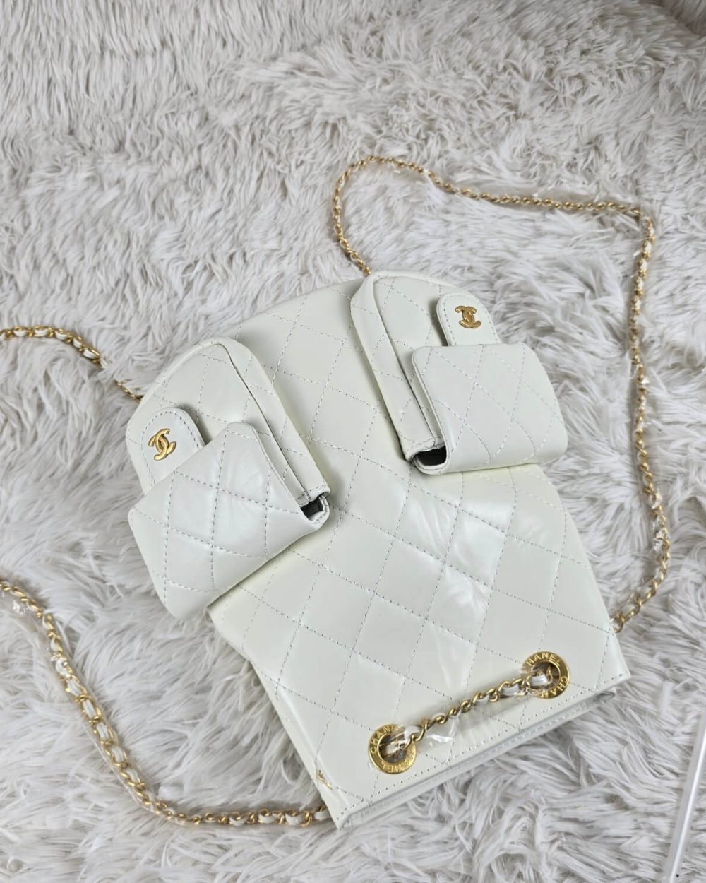 [REP 1:1] Chanel 25C White Duma Bucket Backpack luxury Bag  For Women, Women's Bags 31cm