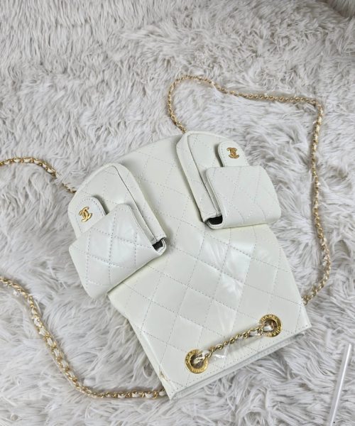 [REP 1:1] Chanel 25C White Duma Bucket Backpack luxury Bag  For Women, Women's Bags 31cm