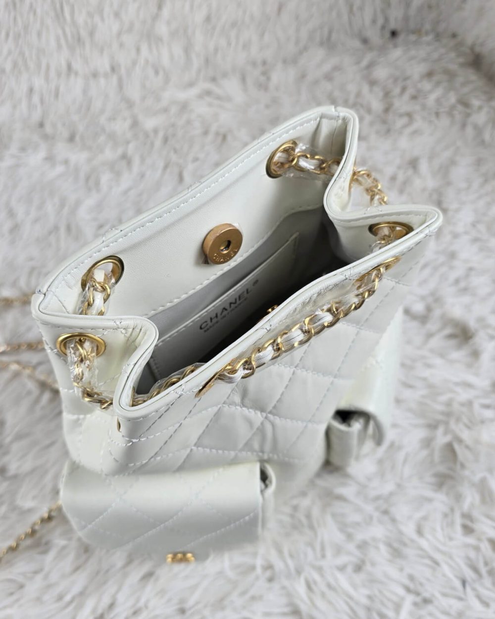 [REP 1:1] Chanel 25C White Duma Bucket Backpack luxury Bag  For Women, Women's Bags 31cm