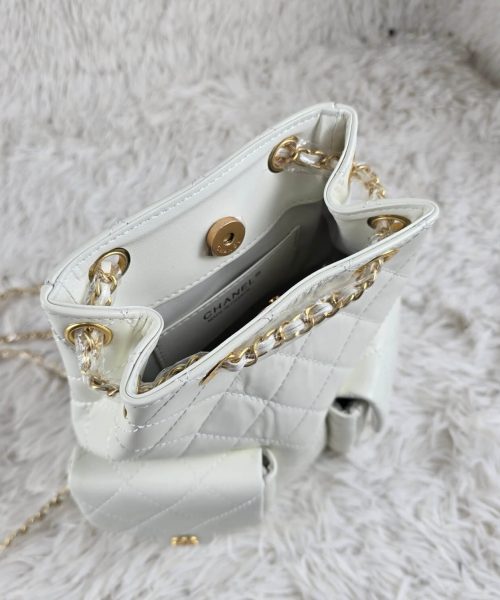 [REP 1:1] Chanel 25C White Duma Bucket Backpack luxury Bag  For Women, Women's Bags 31cm