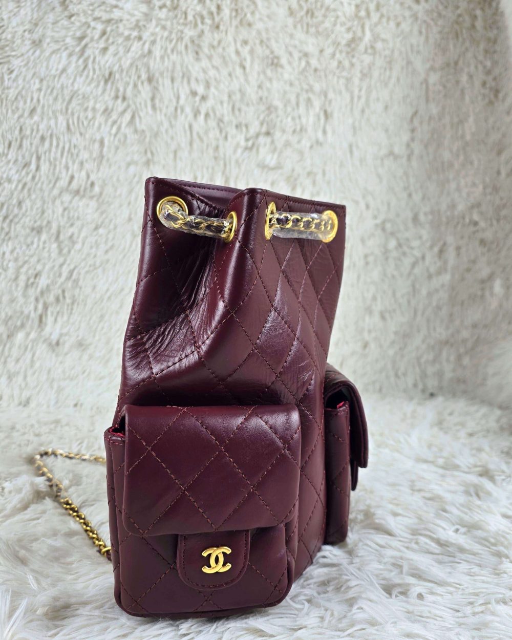 [REP 1:1] Chanel 25C Red Duma Bucket Backpack luxury Bag  For Women, Women's Bags 31cm