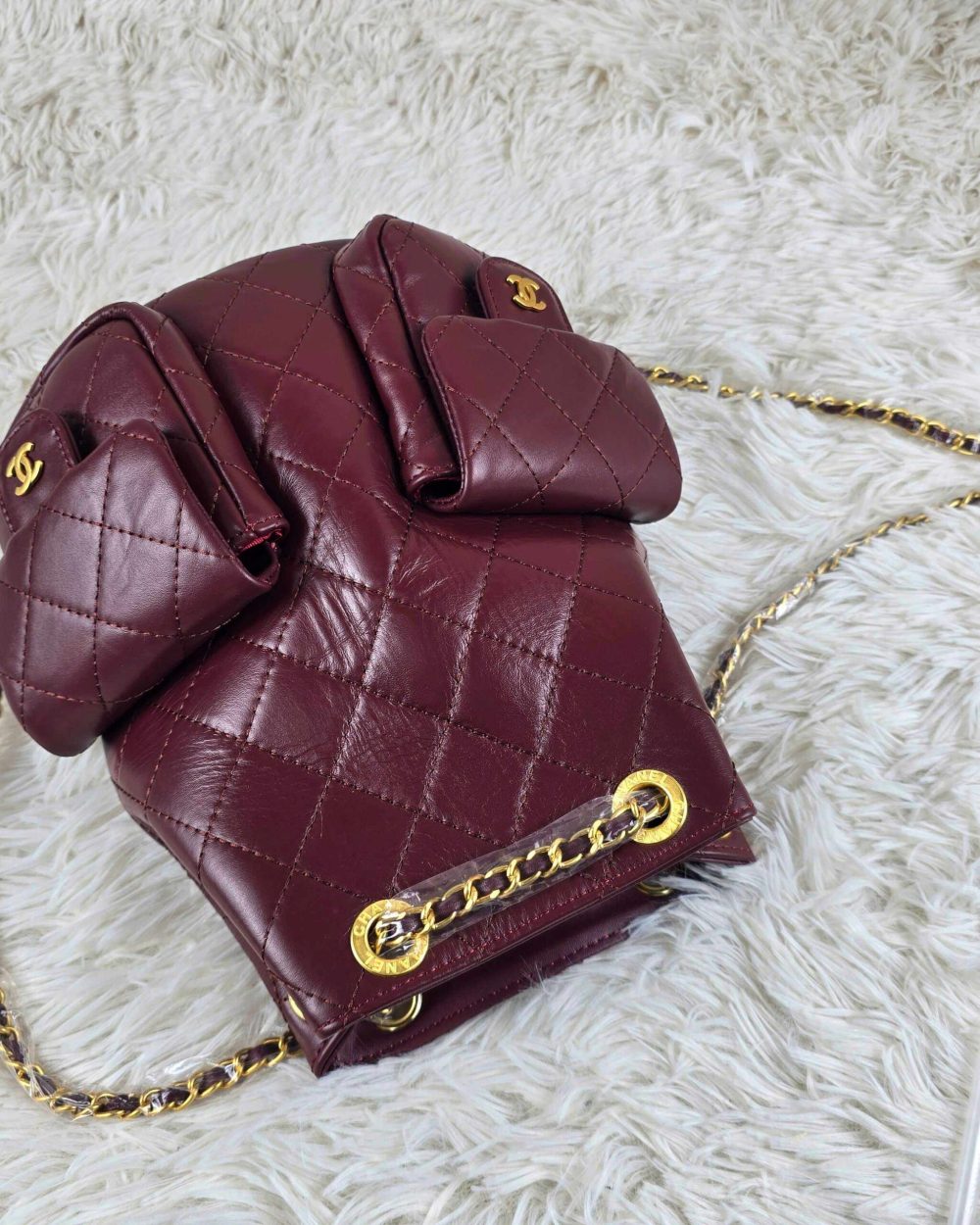 [REP 1:1] Chanel 25C Red Duma Bucket Backpack luxury Bag  For Women, Women's Bags 31cm