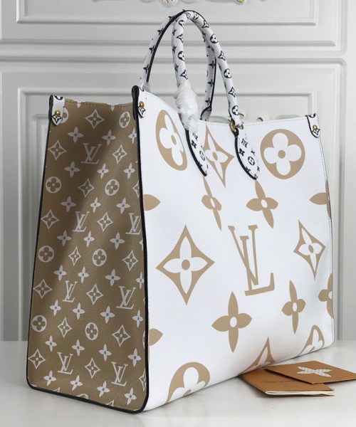 1:1 Replica Louis Vuitton MONOGRAM GIANT ONTHEGO GM WHITE KHAKI GREEN BEIGE Bag 41cm