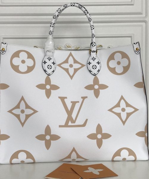 1:1 Replica Louis Vuitton MONOGRAM GIANT ONTHEGO GM WHITE KHAKI GREEN BEIGE Bag 41cm