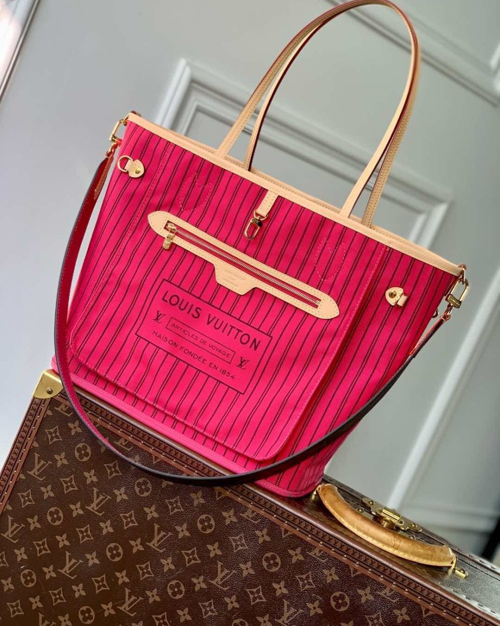 1:1 Replica Louis Vuitton LV Neverfull Bandoulière Inside Out MM Monogram Luxury Women Bag M12257 31cm/ 12.2in