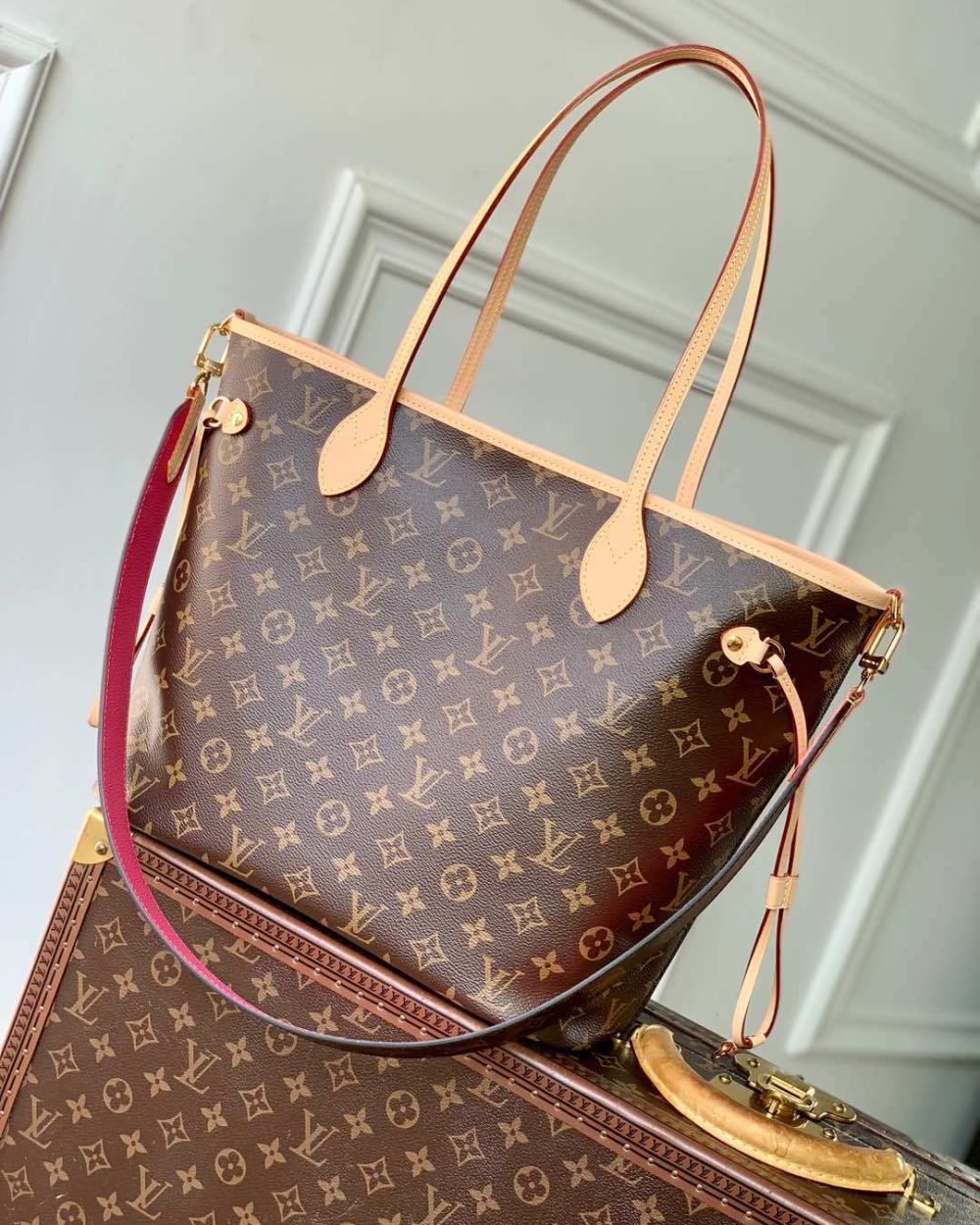 1:1 Replica Louis Vuitton LV Neverfull Bandoulière Inside Out MM Monogram Luxury Women Bag M12257 31cm/ 12.2in