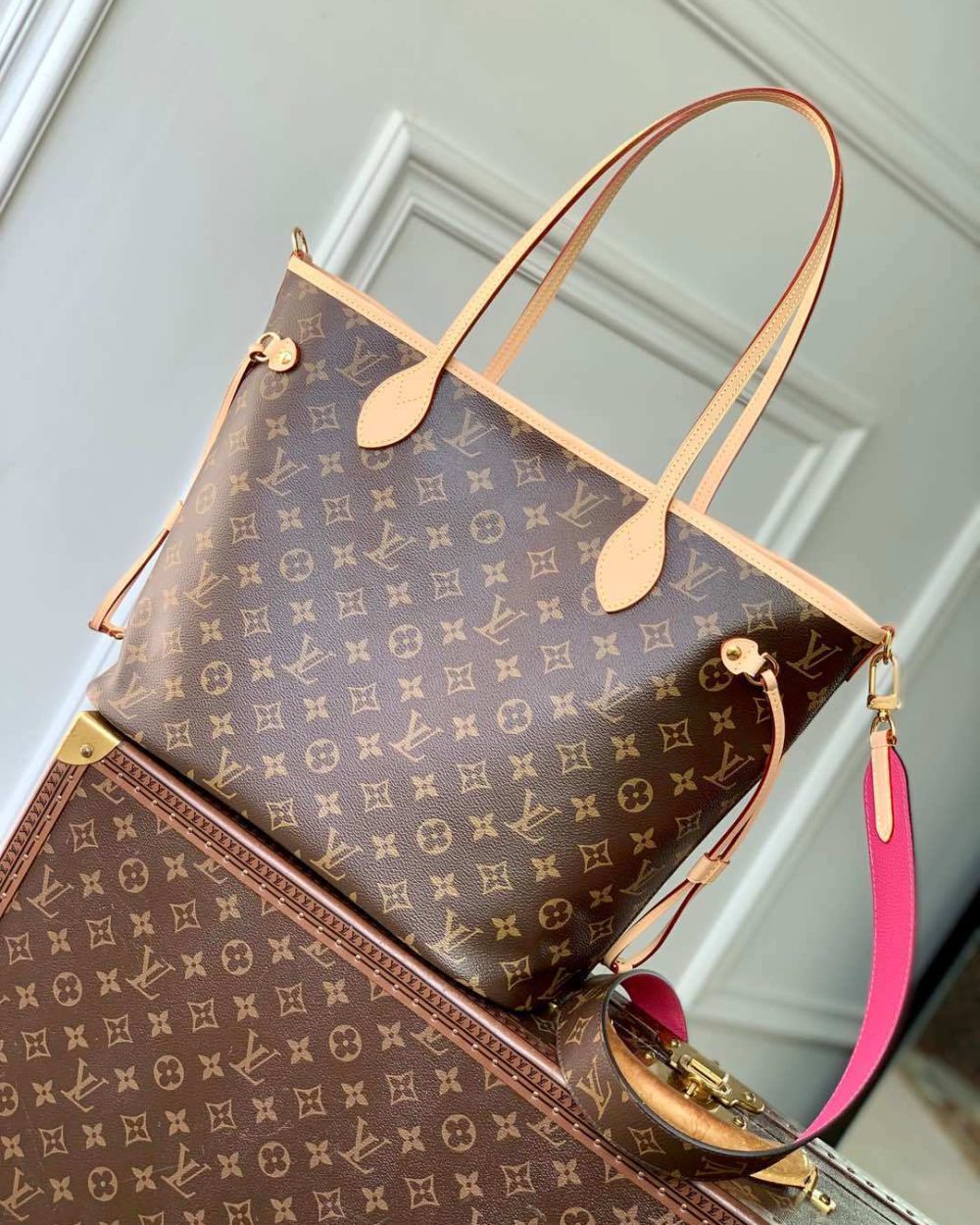 1:1 Replica Louis Vuitton LV Neverfull Bandoulière Inside Out MM Monogram Luxury Women Bag M12257 31cm/ 12.2in