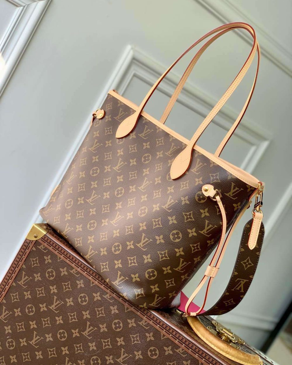 1:1 Replica Louis Vuitton LV Neverfull Bandoulière Inside Out MM Monogram Luxury Women Bag M12257 31cm/ 12.2in