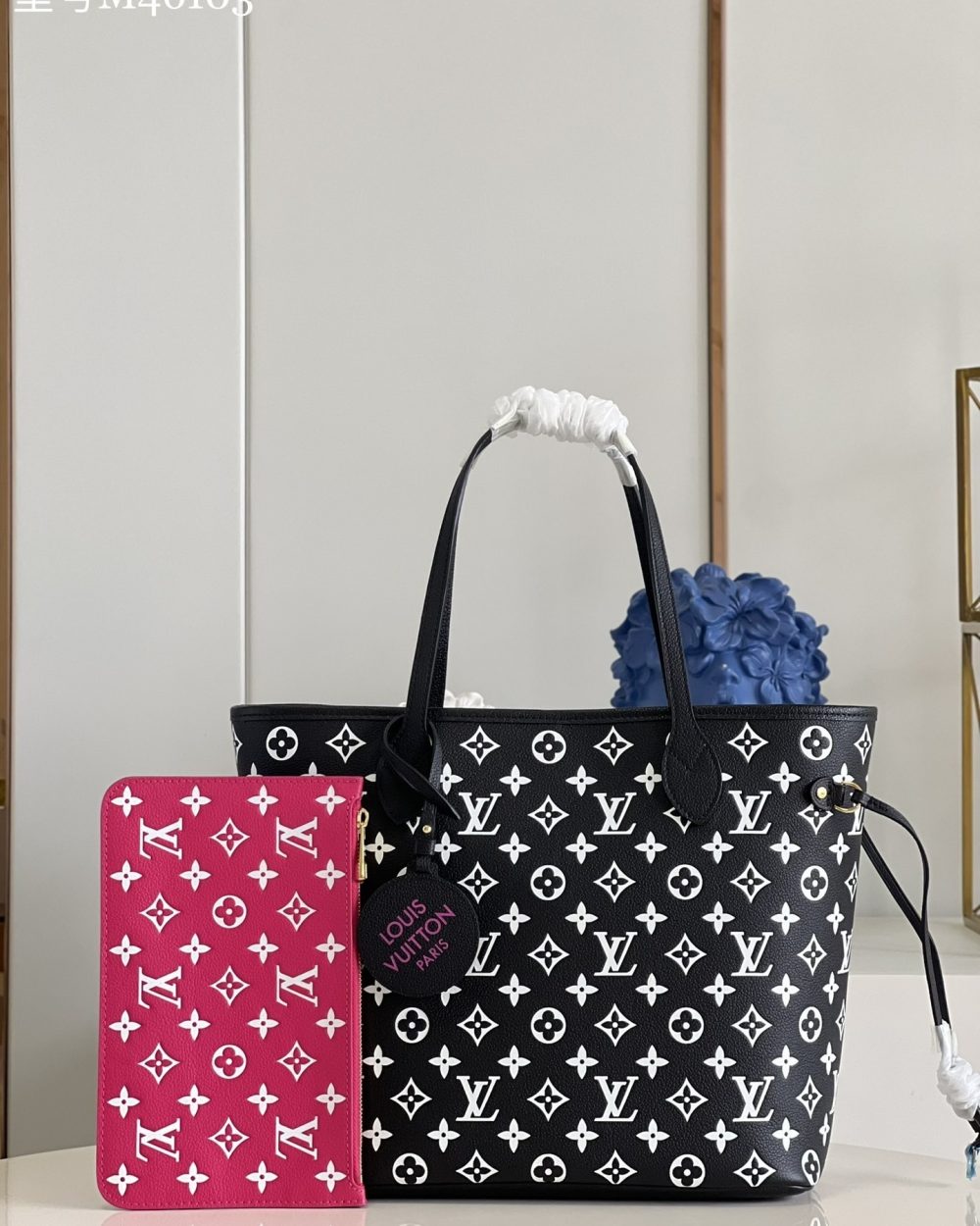 1:1 Replica Louis Vuitton LV Empriente Neverfull MM Black/White Luxury Bag For Women M46103 - 12.2in/31cm