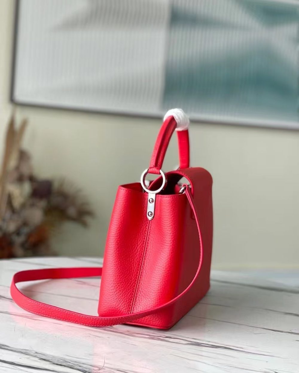 AAA Replica Louis Vuitton LV Capucines BB Taurillon Scarlet Red M52689