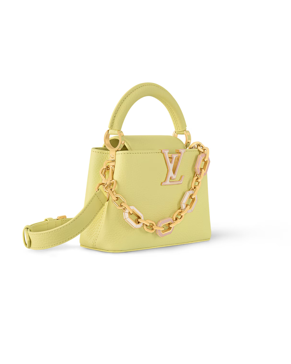 AAA Replica Louis Vuitton LV CAPUCINES MINI TAURILLON YELLOW GHW