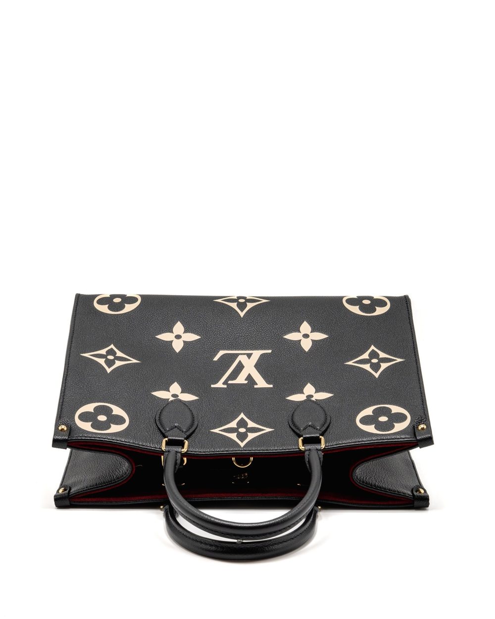 AAA Replica Louis Vuitton LV ONTHEGO MM MONOGRAM EMPREINTE LEATHER BLACK/BEIGE GHW