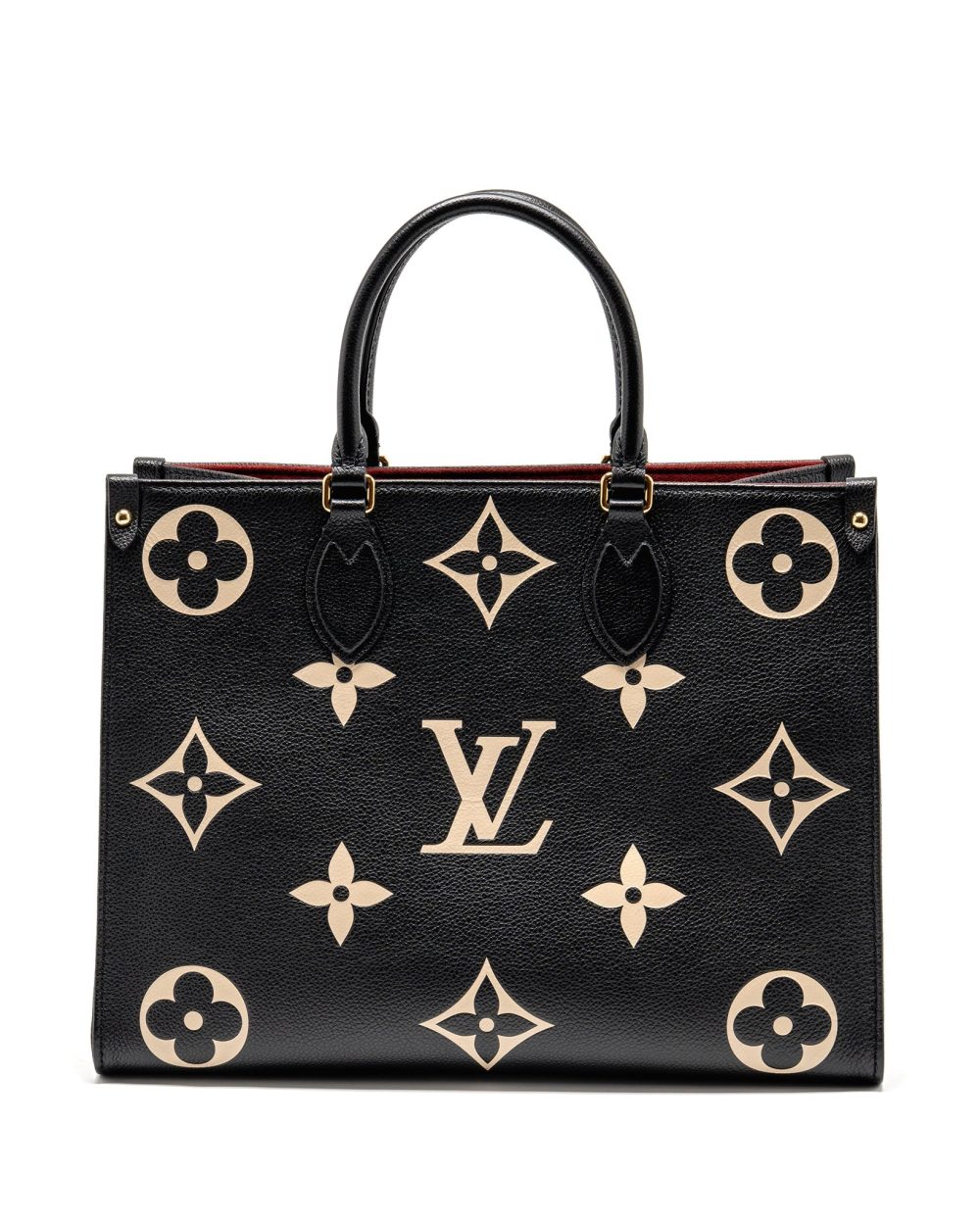 AAA Replica Louis Vuitton LV ONTHEGO MM MONOGRAM EMPREINTE LEATHER BLACK/BEIGE GHW
