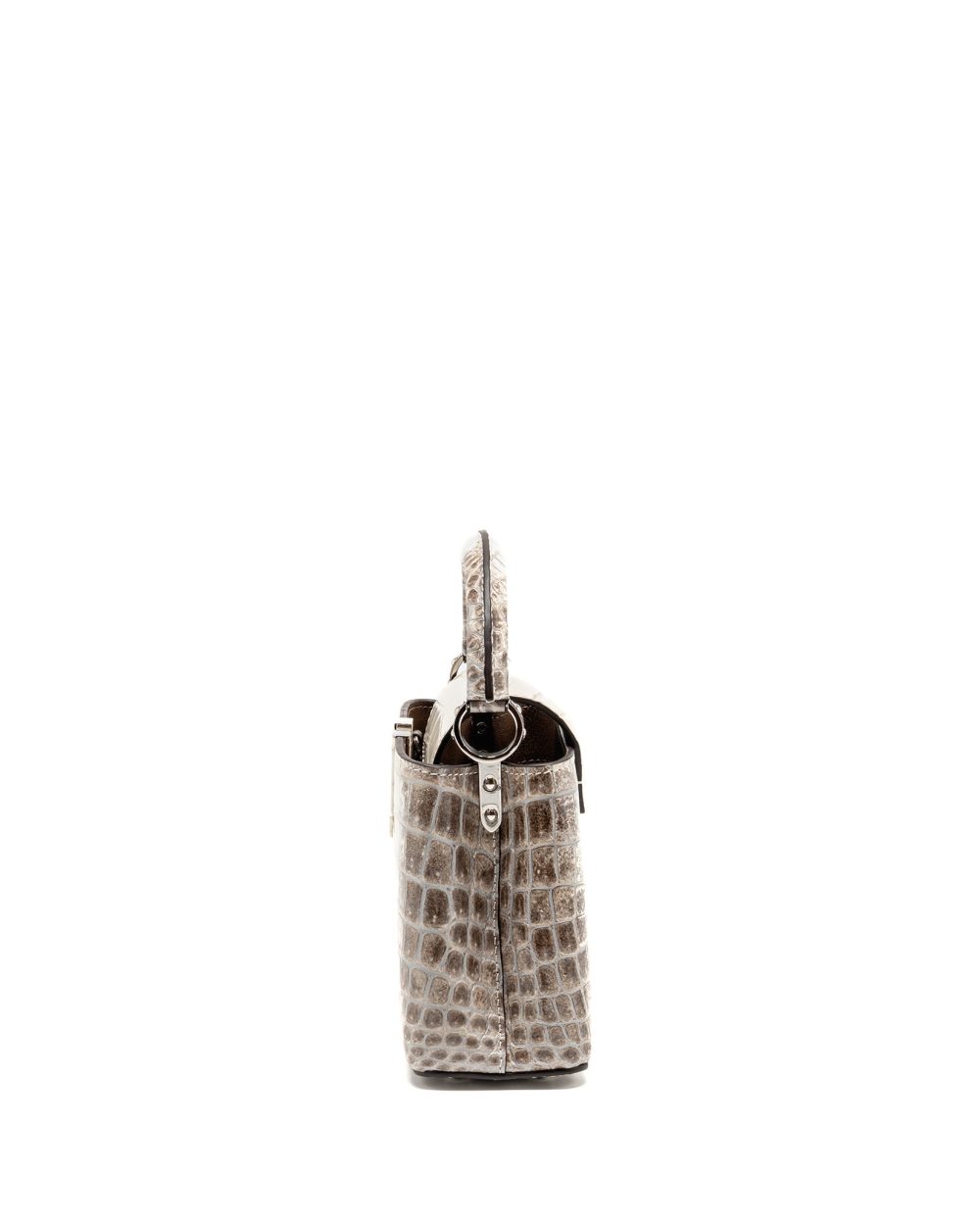 AAA Replica Louis Vuitton LV CAPUCINES MINI HIMALAYAN CROCODILE WHITE SHW