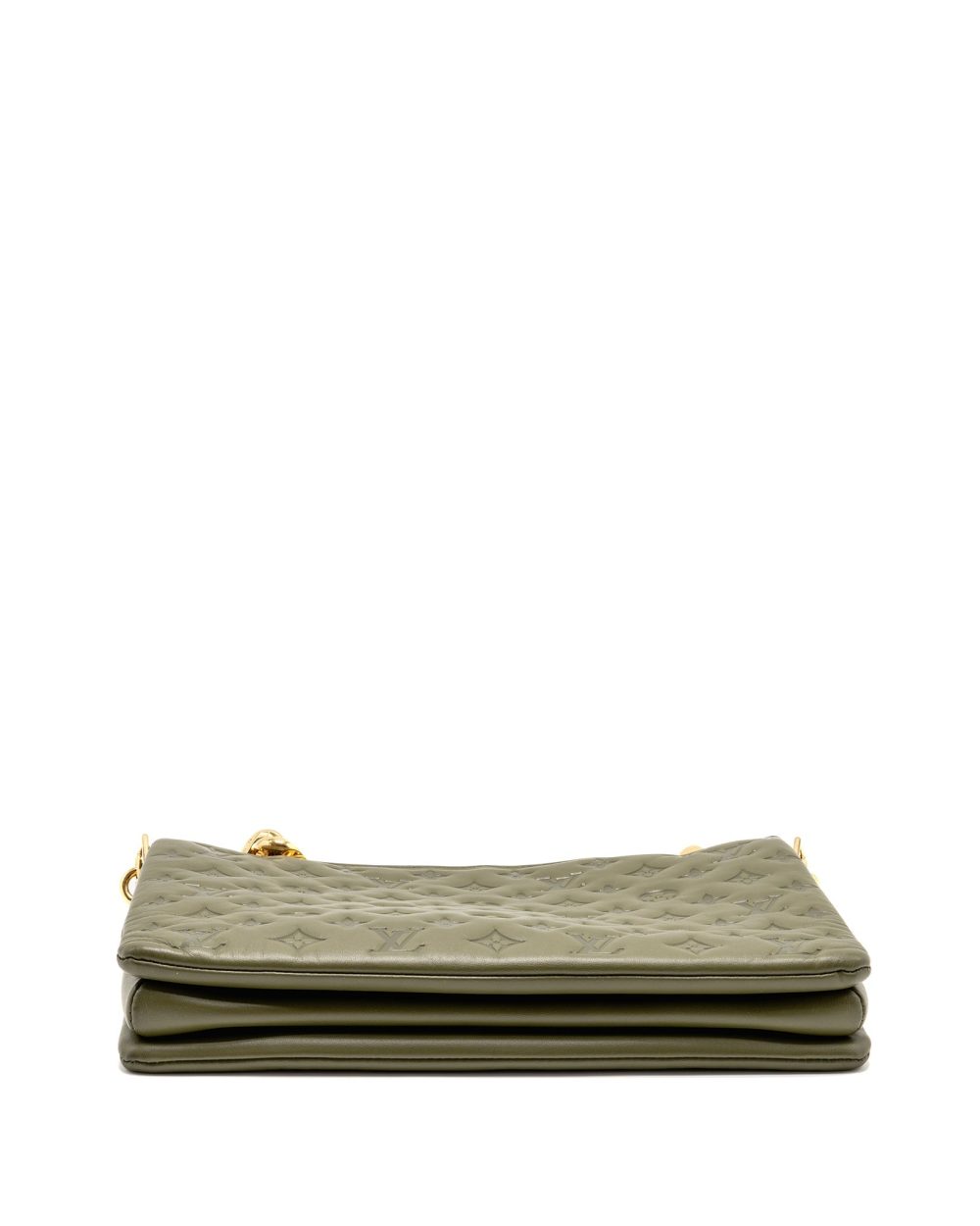AAA Replica Louis Vuitton LV COUSSIN MM MONOGRAM-EMBOSSED PUFFY LAMBSKIN KHAKI GHW