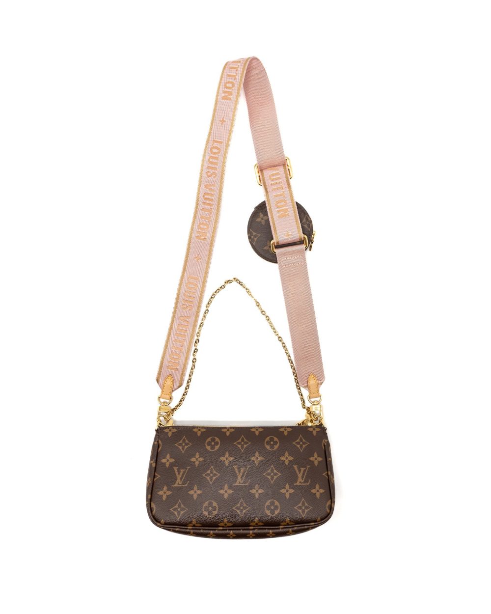 AAA Replica Louis Vuitton LV MULTI POCHETTE MONOGRAM CANVAS ROSE CLAIR GHW