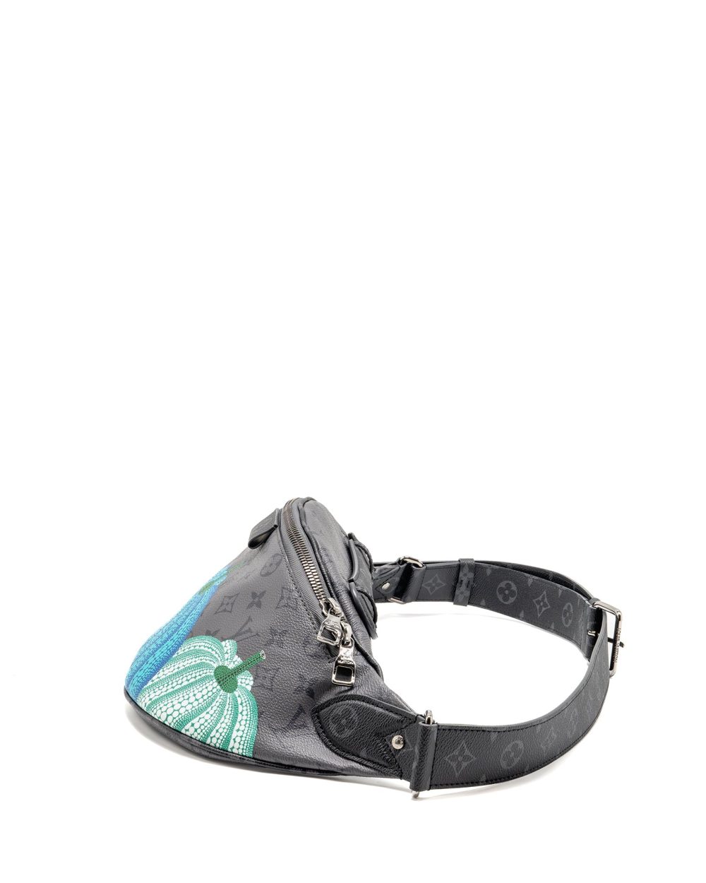 AAA Replica Louis Vuitton LV X YAYOI KUSAMA REVERSE MONOGRAM ECLIPSE MAXI BUMBAG CANVAS GREY/ MULTICOLOUR DARK SILVER HARDWARE