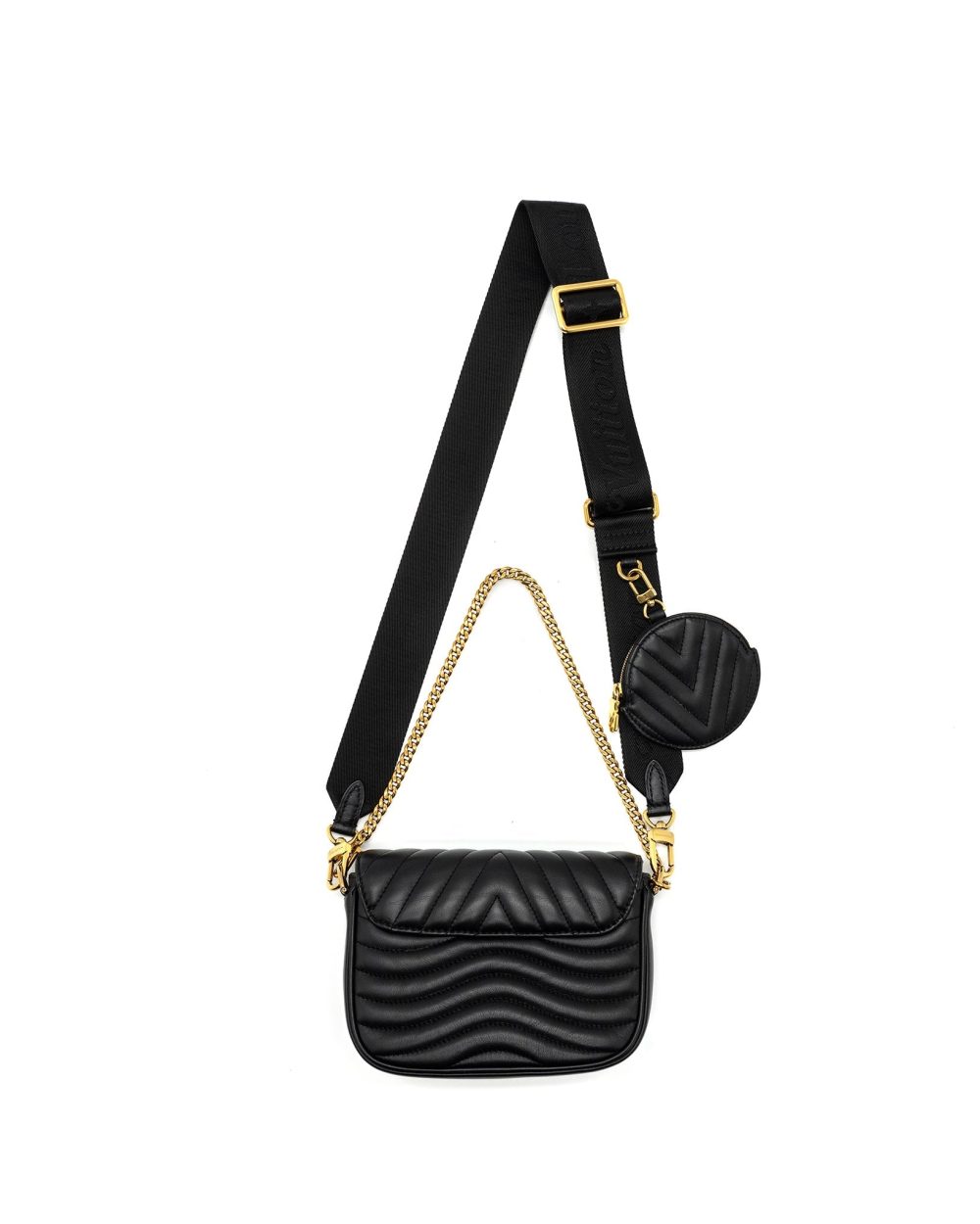 AAA Replica Louis Vuitton LV NEW WAVE MULTI POCHETTE CALFSKIN BLACK GHW