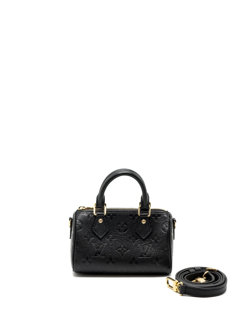 AAA Replica Louis Vuitton LV NANO SPEEDY MONOGRAM EMPREINTE BLACK GHW(NEW VERSION)