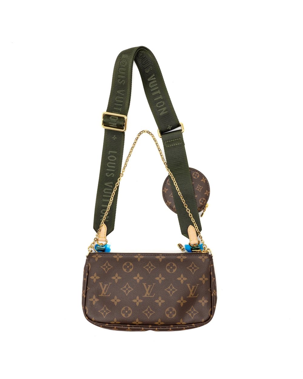 AAA Replica Louis Vuitton LV MULTI POCHETTE MONOGRAM CANVAS KHAKI STRAP GHW
