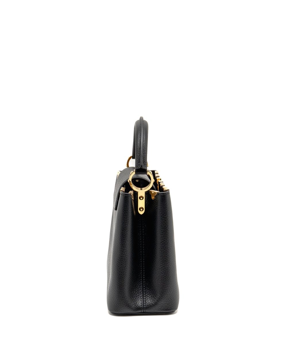 AAA Replica Louis Vuitton LV CAPUCINES MM TAURILLON LEATHER BLACK GHW