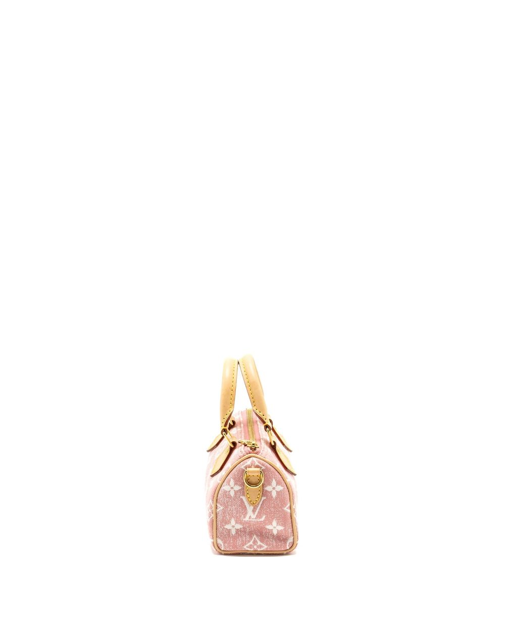 AAA Replica Louis Vuitton LV NANO SPEEDY MONOGRAM JACQUARD DENIM ROSE GHW