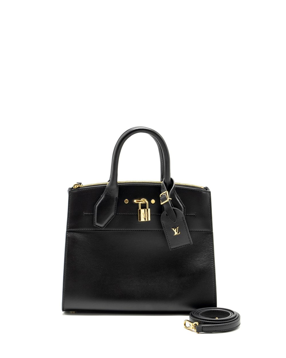 AAA Replica Louis Vuitton LV CITY STEAMER PM GRAINED CALFSKIN BLACK GHW