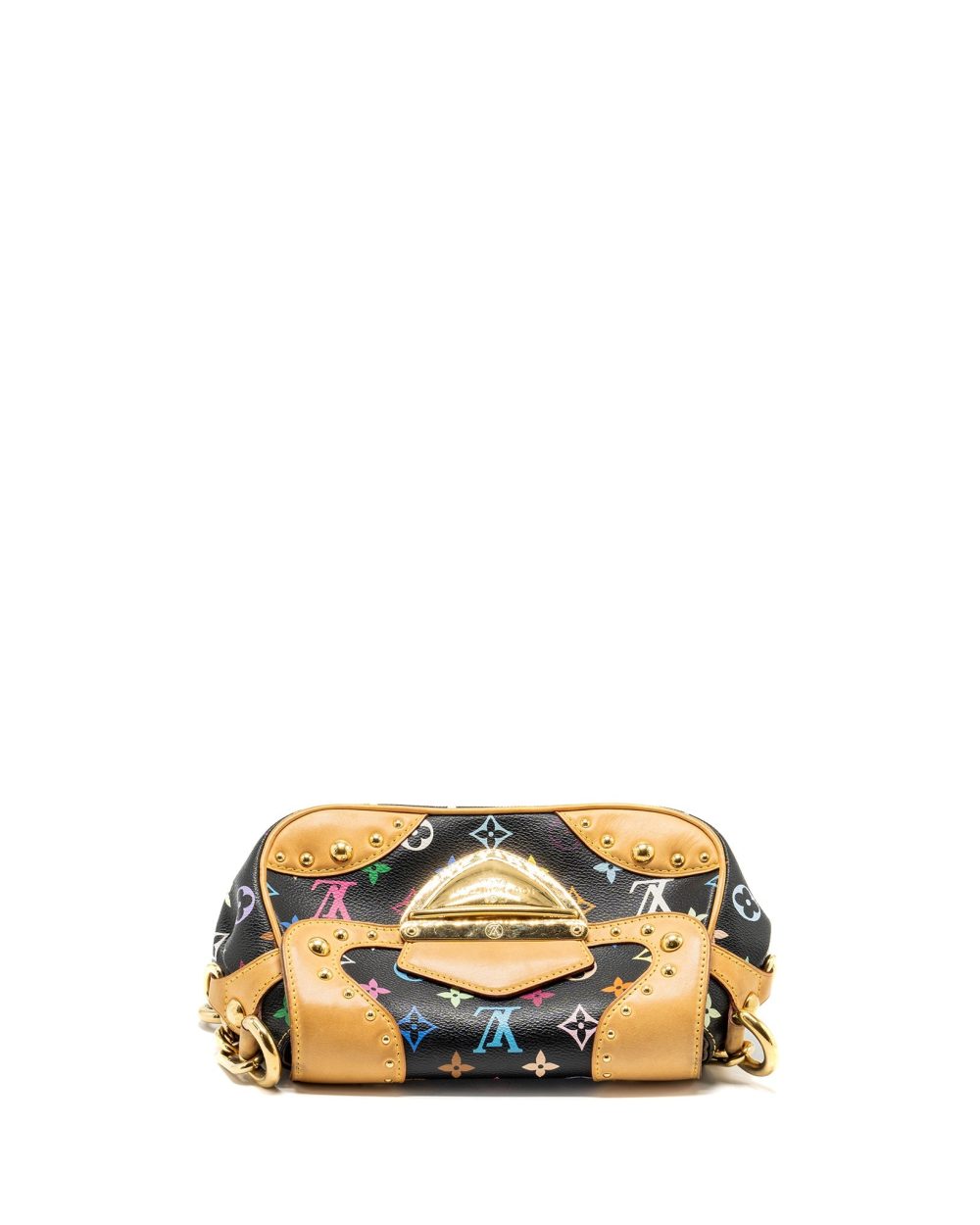 AAA Replica Louis Vuitton LV VINTAGE SHOULDER BAG BLACK/MULTICOLOUR MONOGRAM CANVAS GHW