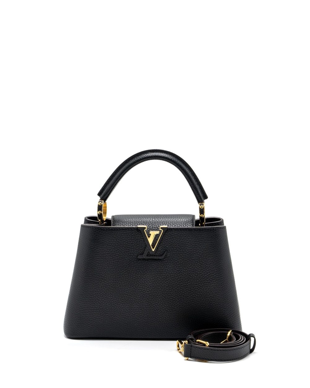 AAA Replica Louis Vuitton LV CAPUCINES BB TAURILLON BLACK / PINK GHW