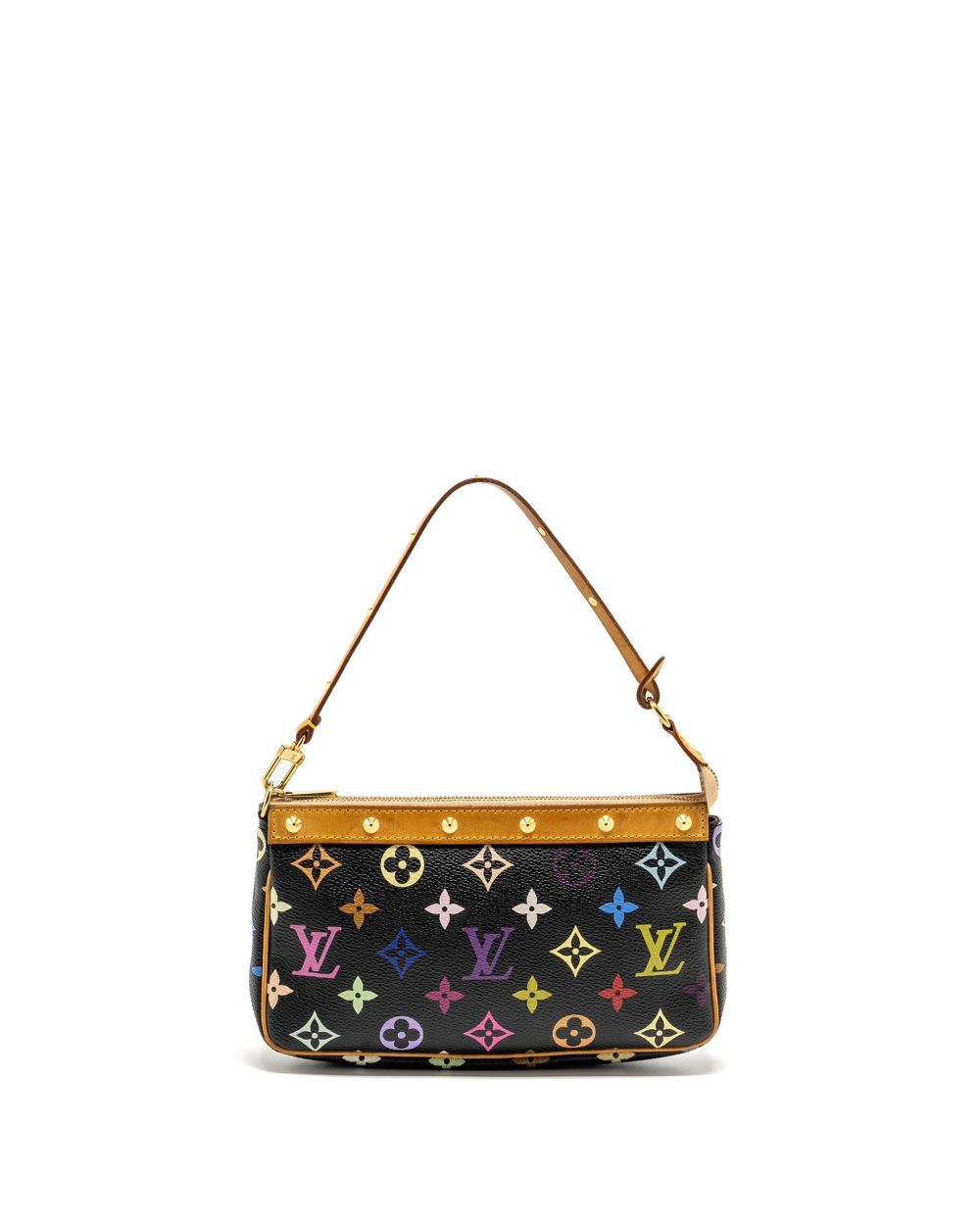 AAA Replica Louis Vuitton LV POCHETTE ACCESSORIES CANVAS BLACK MULTICOLOUR GHW