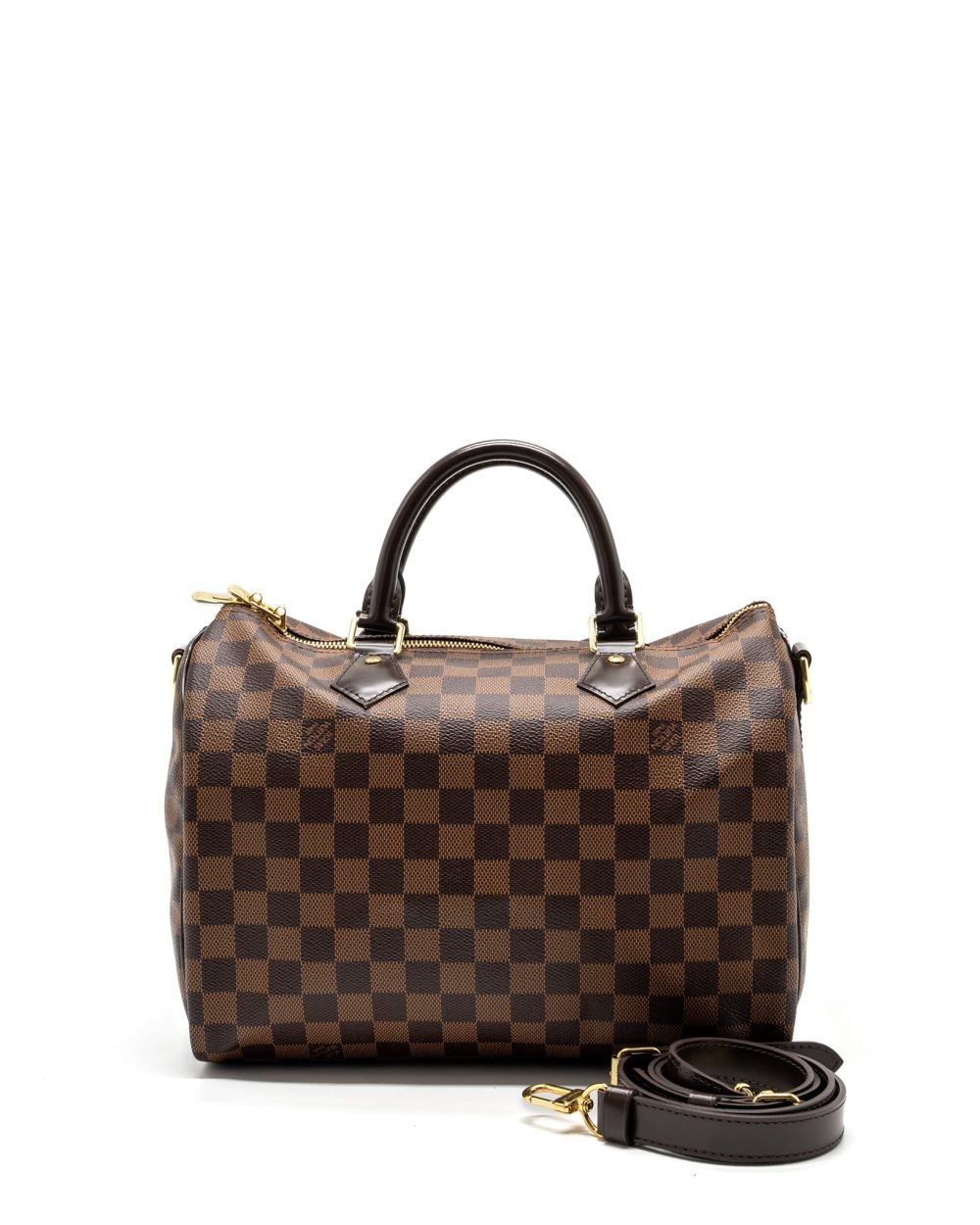 AAA Replica Louis Vuitton LV SPEEDY BANDOULIERE 30 DAMIER EBENE GHW
